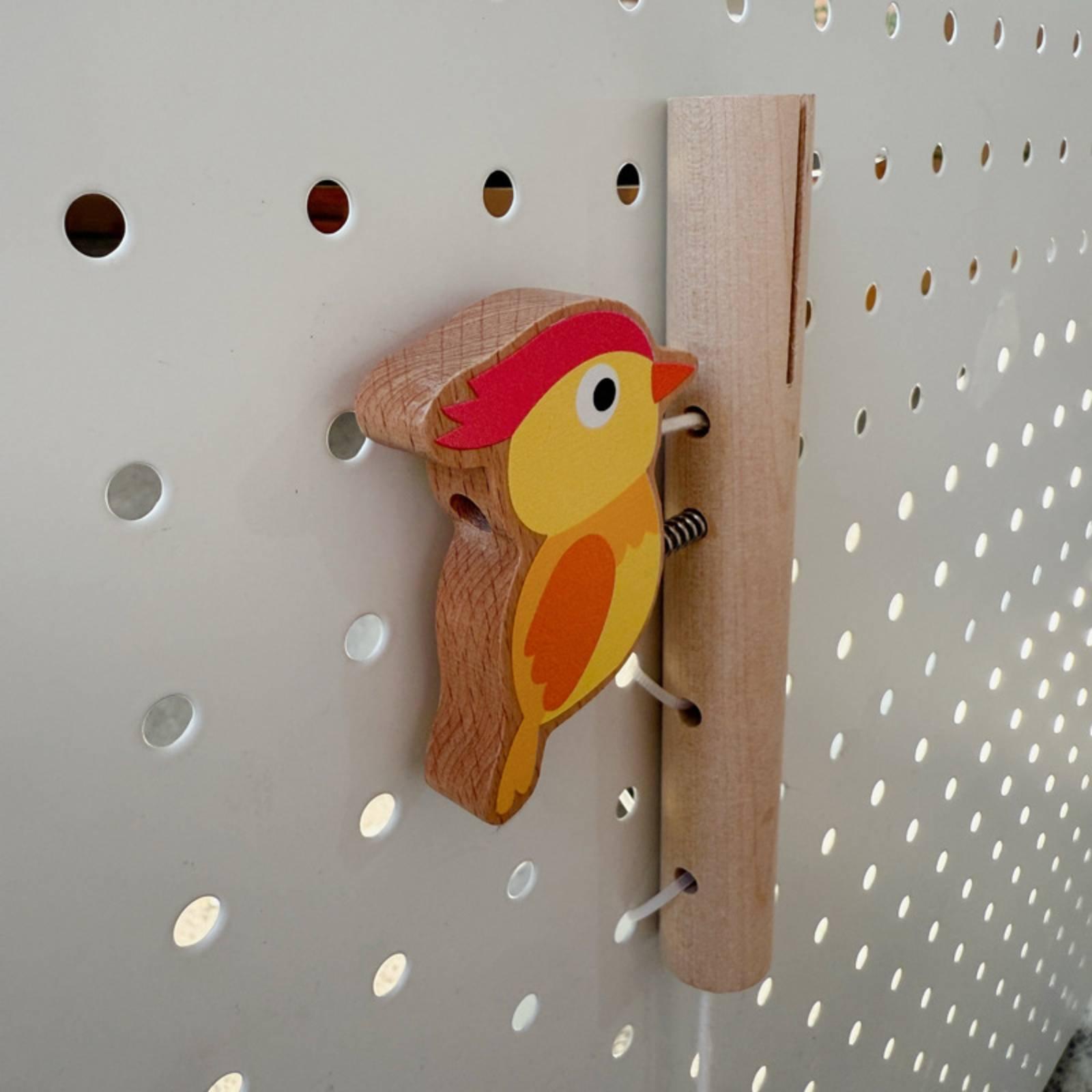 Montessori Wooden Busy Board Toddler - Papan Aktivitas Kayu dengan Pemukul Burung
